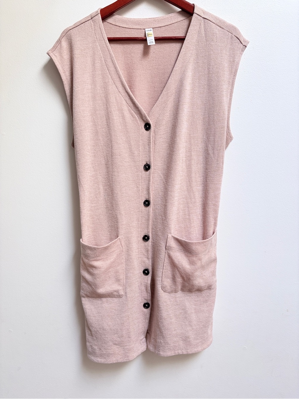 Lolë Sleeveless Button-Front Tunic/Vest in Beige Sz XL